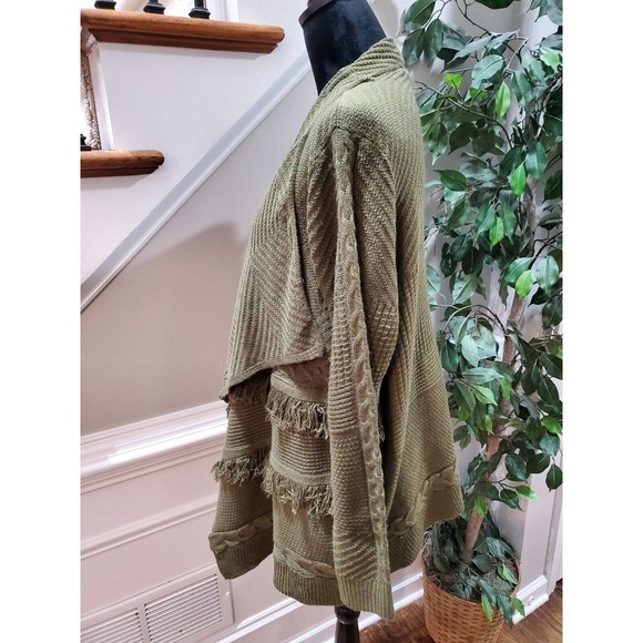Signature 1 Studio Women Olive Green Acrylic Long Sleeve Open Front Cardigan 1X - Picture 6 of 12